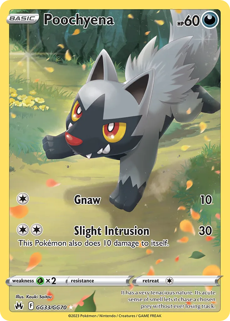 2023 Crown Zenith Galarian Gallery Poochyena #GG33 Trainer Gallery Rare Holo card image