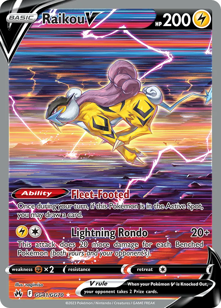 2023 Crown Zenith Galarian Gallery Raikou V #GG41 Rare Holo V card image