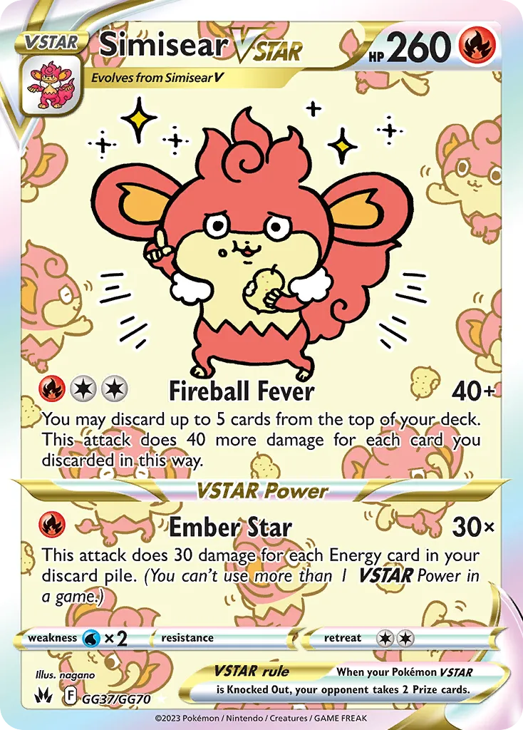 2023 Crown Zenith Galarian Gallery Simisear VSTAR #GG37 Rare Holo VSTAR card image