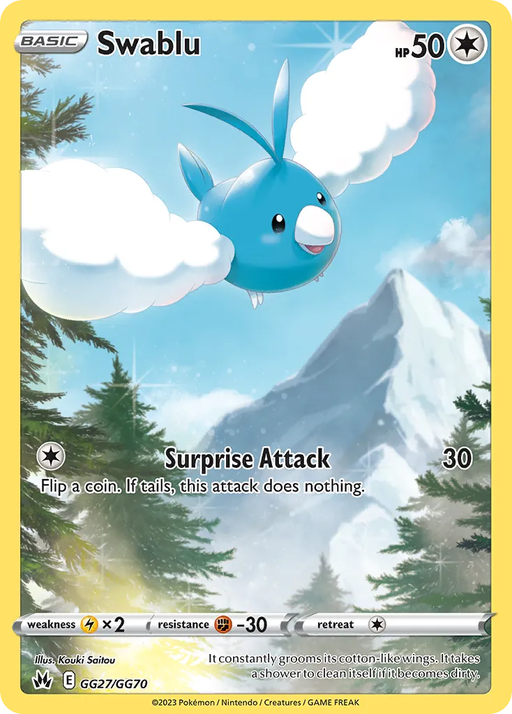 2023 Crown Zenith Galarian Gallery Swablu #GG27 Trainer Gallery Rare Holo card image
