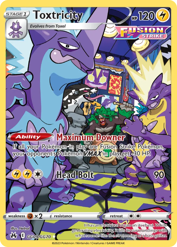 2023 Crown Zenith Galarian Gallery Toxtricity #GG09 Trainer Gallery Rare Holo card image