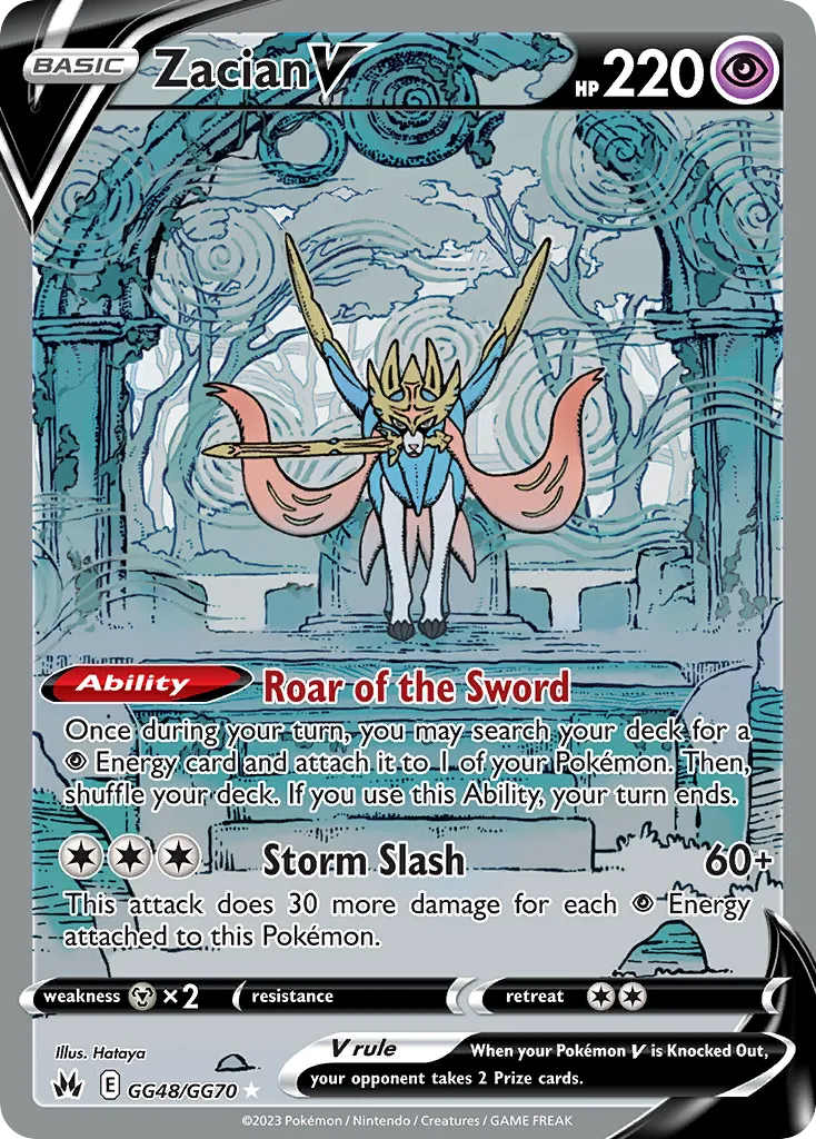 2023 Crown Zenith Galarian Gallery Zacian V #GG48 Rare Holo V card image