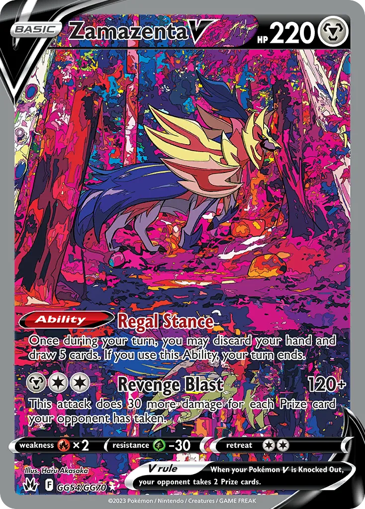 2023 Crown Zenith Galarian Gallery Zamazenta V #GG54 Rare Holo V card image