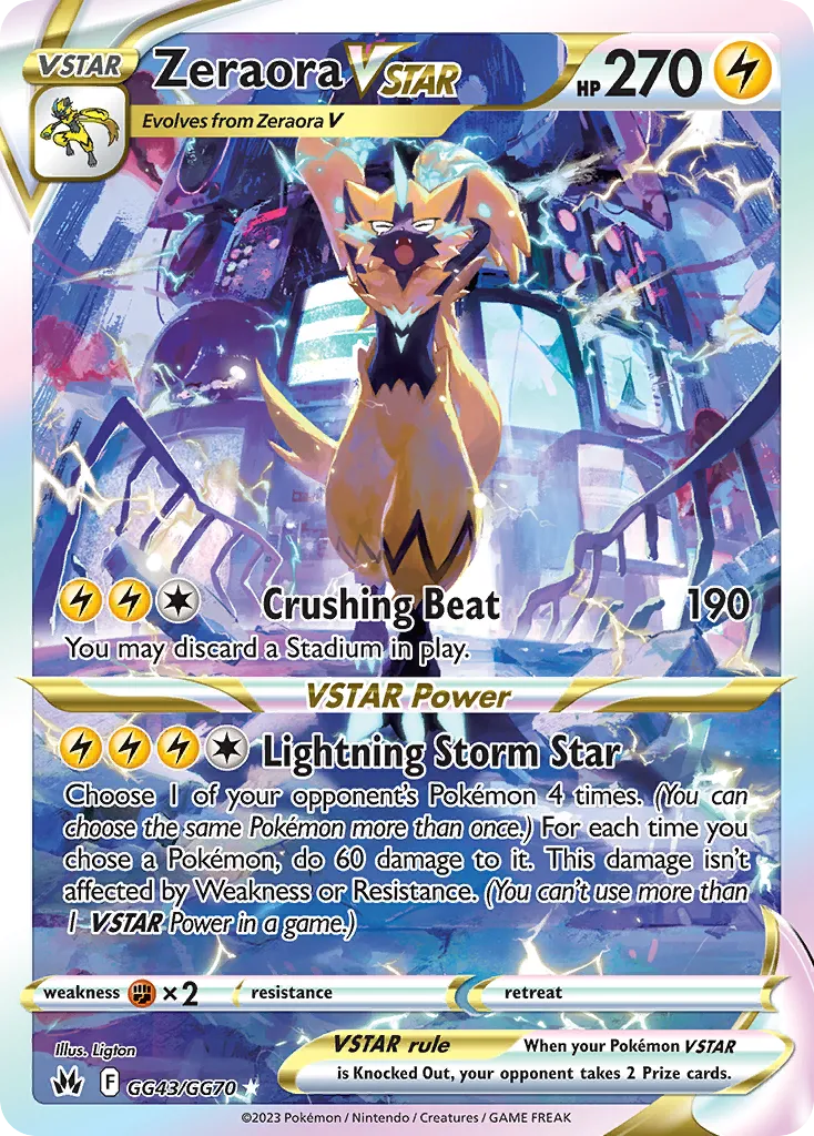 2023 Crown Zenith Galarian Gallery Zeraora VSTAR #GG43 Rare Holo VSTAR card image