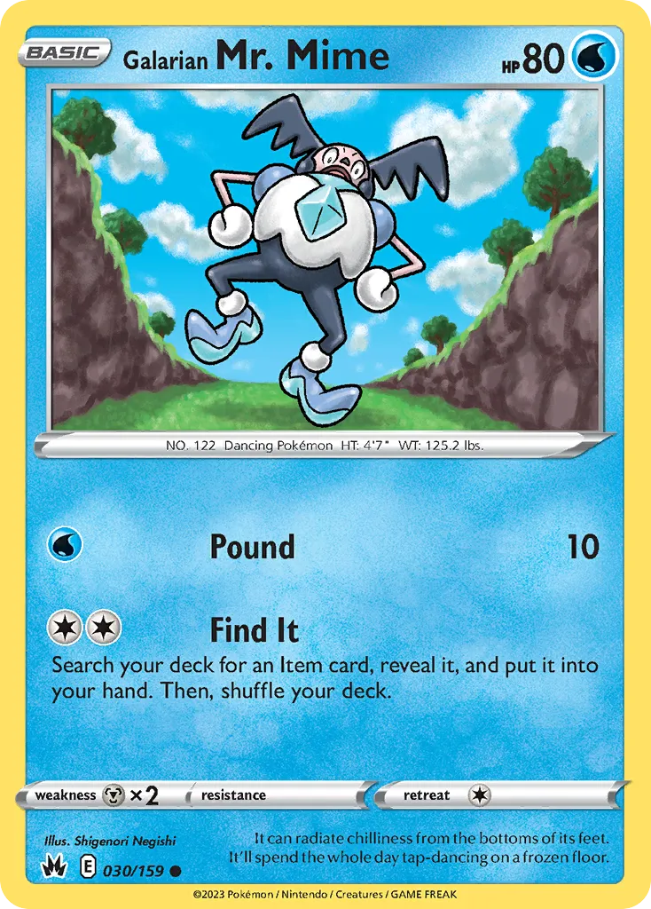 2023 Crown Zenith Galarian Mr. Mime Common #030/159 Common card image