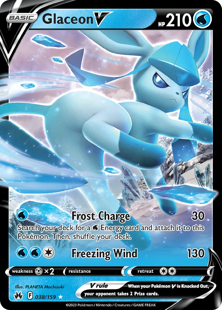 2023 Crown Zenith Glaceon V #038/159 Rare Holo V card image