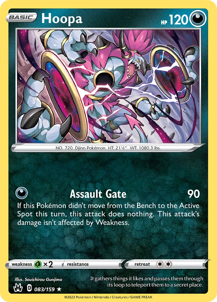 2023 Crown Zenith Hoopa #083/159 Rare Holo card image