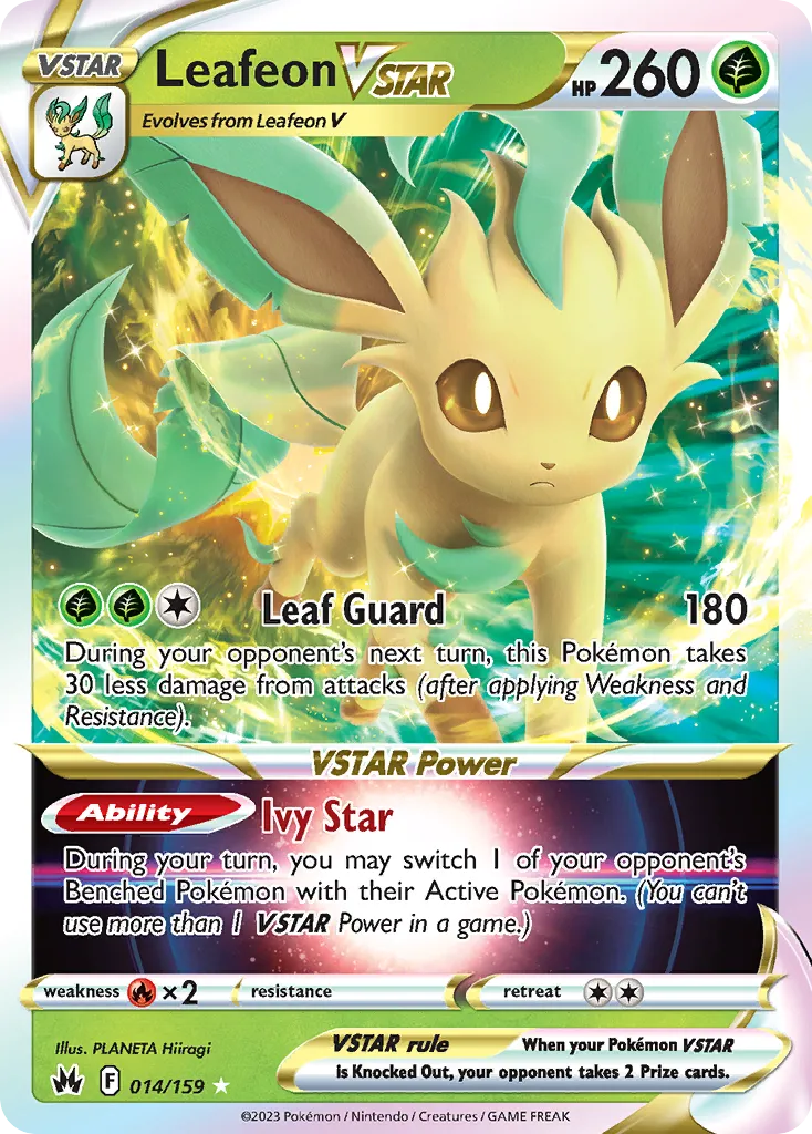 2023 Crown Zenith Leafeon VSTAR #014/159 Rare Holo VSTAR card image