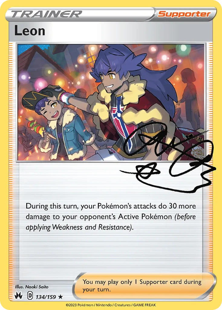 2023 Crown Zenith Leon #134/159 Rare Holo card image