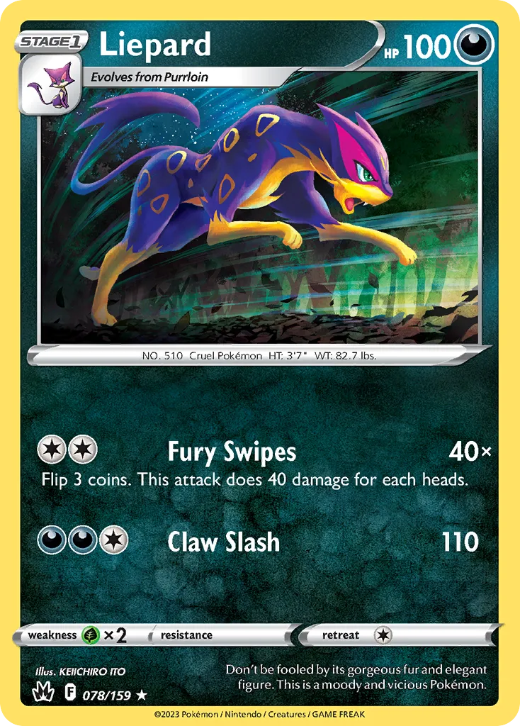 2023 Crown Zenith Liepard #078/159 Rare card image
