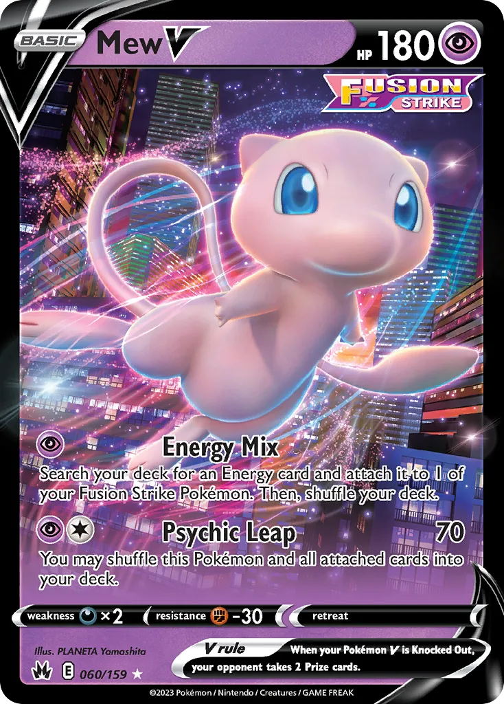 2023 Crown Zenith Mew V #060/159 Rare Holo V card image