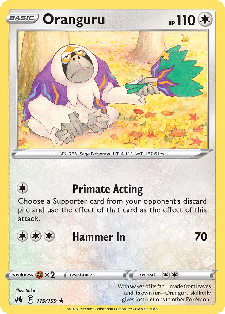 2023 Crown Zenith Oranguru #119/159 Rare card image