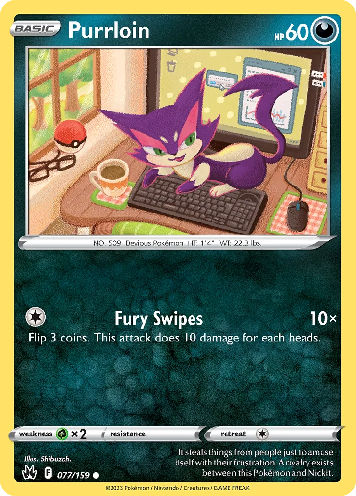 2023 Crown Zenith Purrloin Common #077/159 Common card image