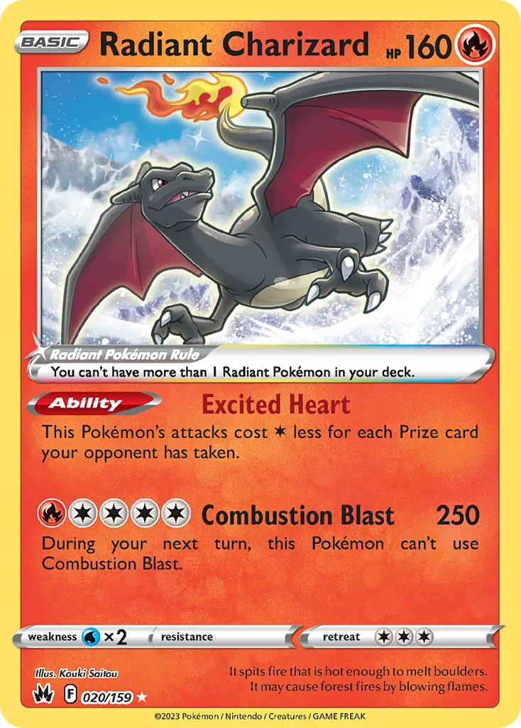 2023 Crown Zenith Radiant Charizard Radiant Rare #020/159 Radiant Rare card image