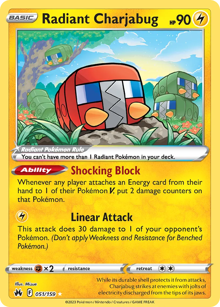 2023 Crown Zenith Radiant Charjabug Radiant Rare #051/159 Radiant Rare card image