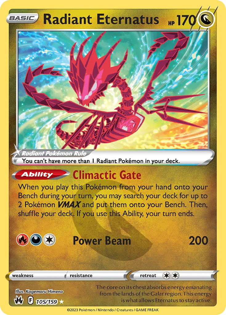 2023 Crown Zenith Radiant Eternatus Radiant Rare #105/159 Radiant Rare card image