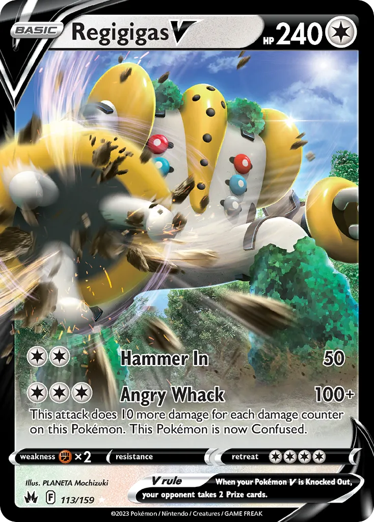 2023 Crown Zenith Regigigas V #113/159 Rare Holo V card image