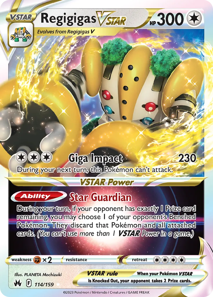 2023 Crown Zenith Regigigas VSTAR #114/159 Rare Holo VSTAR card image