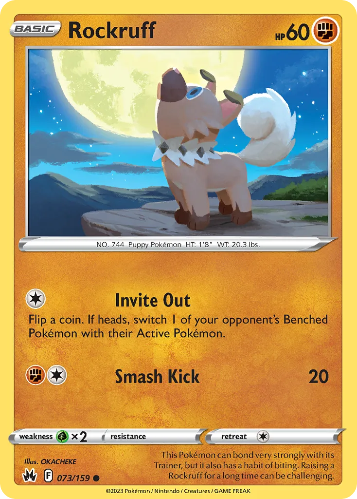 2023 Crown Zenith Rockruff Common #073/159 Common card image