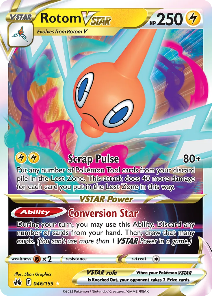 2023 Crown Zenith Rotom VSTAR #046/159 Rare Holo VSTAR card image