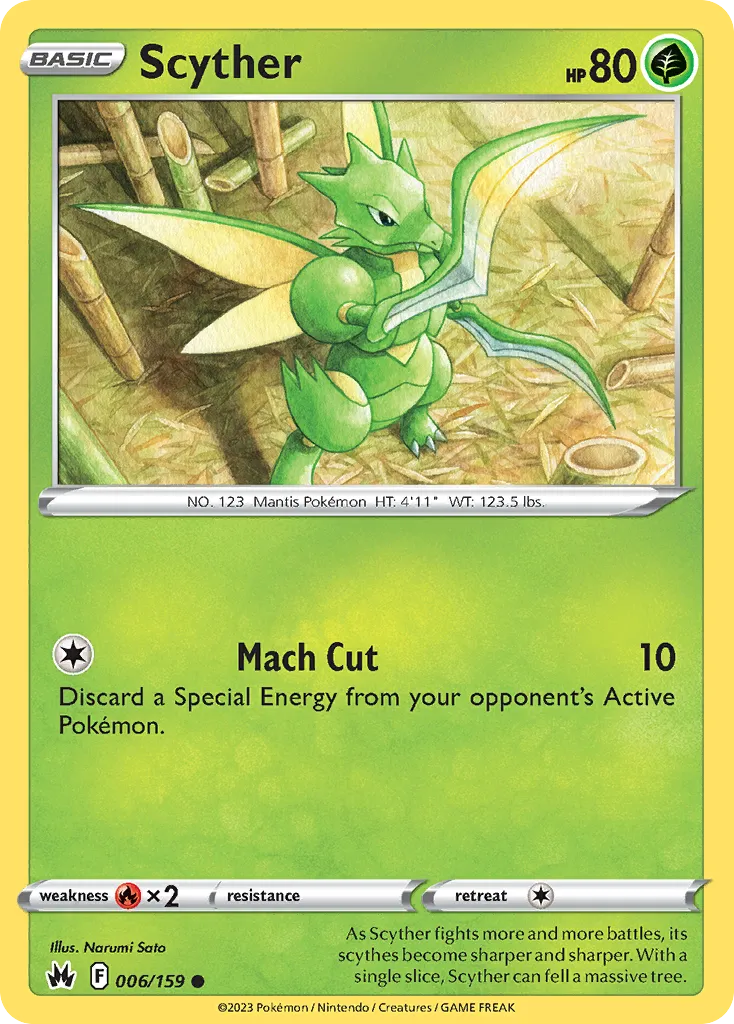 2023 Crown Zenith Scyther Common #006/159 Common card image