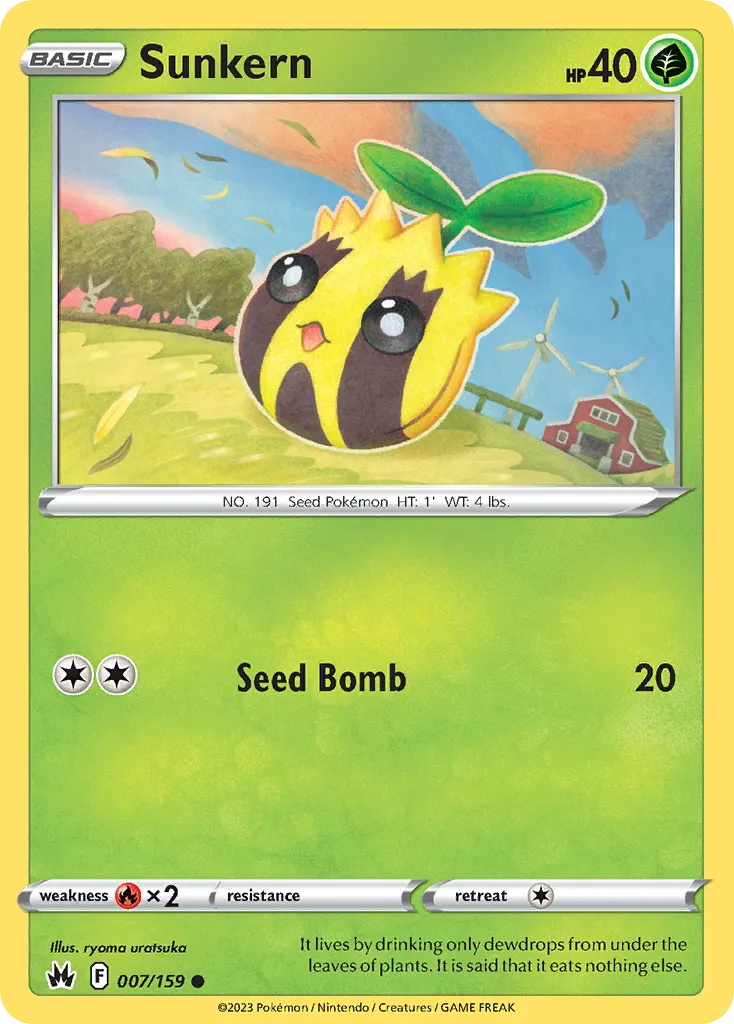 2023 Crown Zenith Sunkern Common #007/159 Common card image