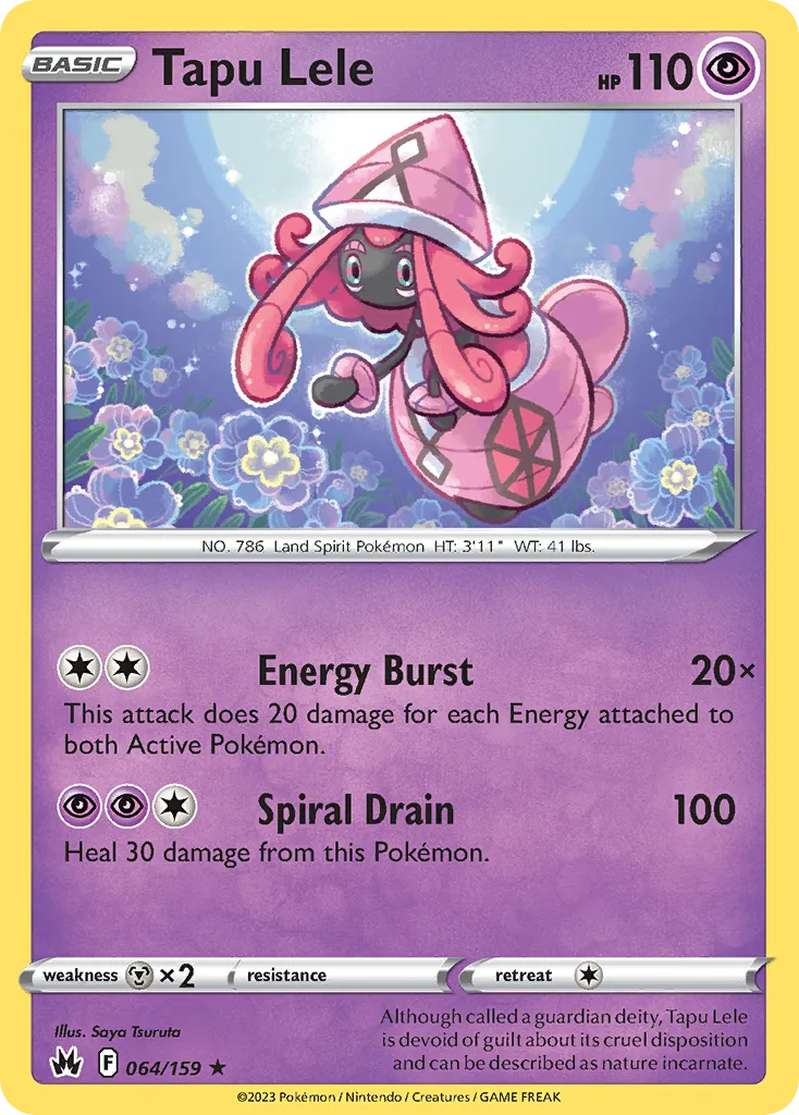 2023 Crown Zenith Tapu Lele #064/159 Rare Holo card image