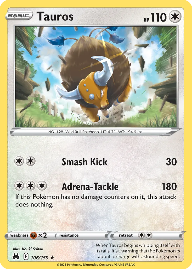 2023 Crown Zenith Tauros #106/159 Rare card image