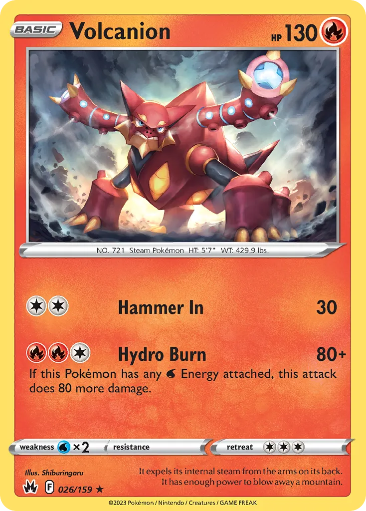 2023 Crown Zenith Volcanion #026/159 Rare Holo card image
