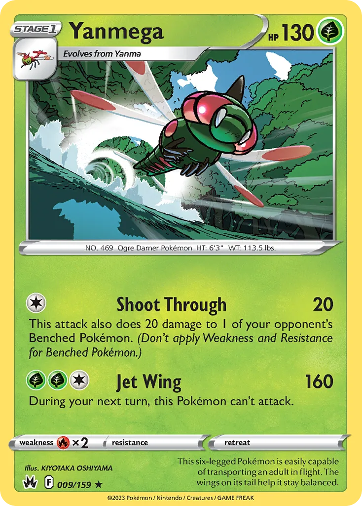 2023 Crown Zenith Yanmega Rare #009/159 Rare card image