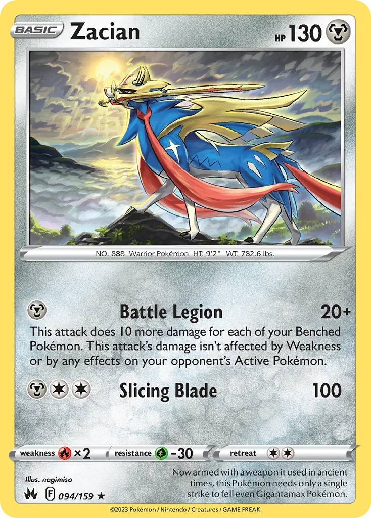 2023 Crown Zenith Zacian #094/159 Rare Holo card image