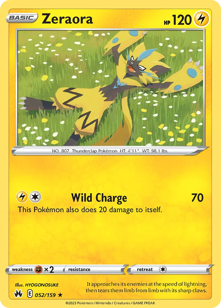 2023 Crown Zenith Zeraora #052/159 Rare card image