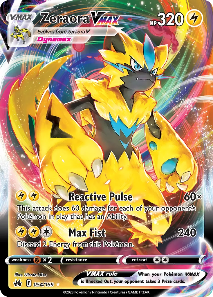 2023 Crown Zenith Zeraora VMAX #054/159 Rare Holo VMAX card image