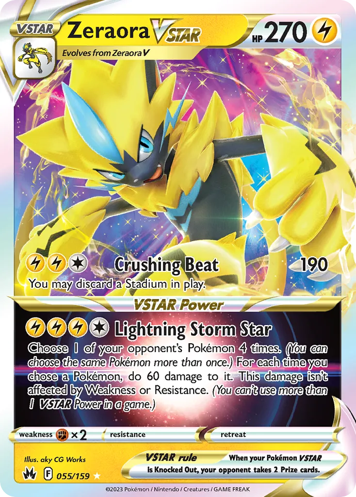 2023 Crown Zenith Zeraora VSTAR #055/159 Rare Holo VSTAR card image