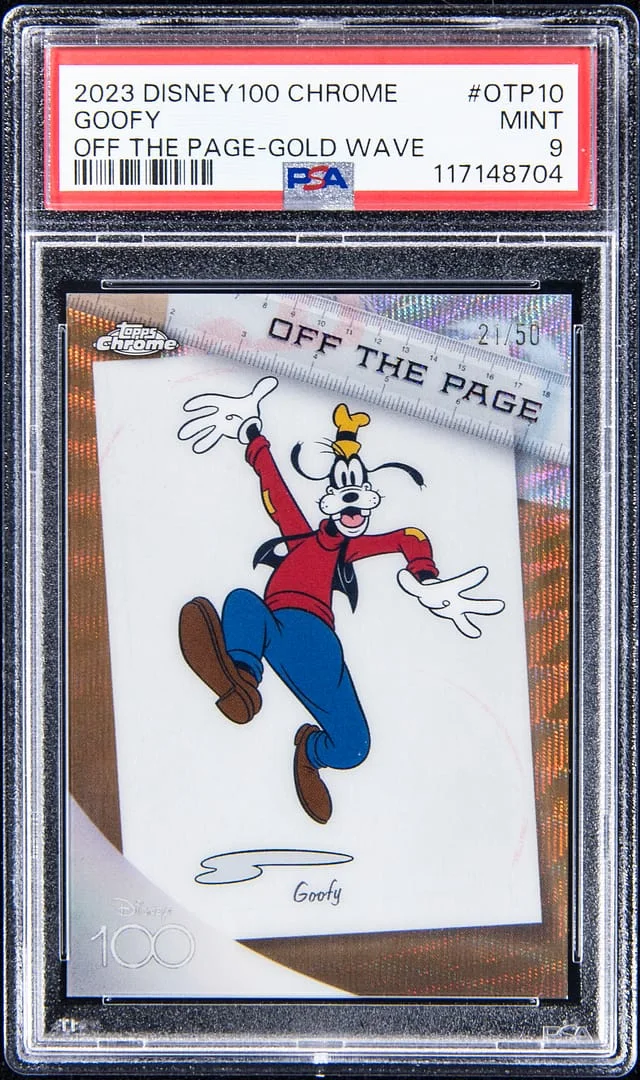 2023 Disney 100 Chrome Off The Page Gold Wave Goofy #OTP10 card image