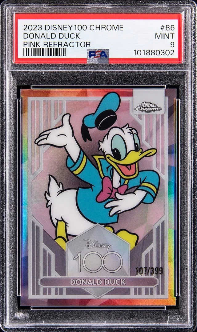 2023 Disney 100 Chrome Pink Refractor Donald Duck #86 card image