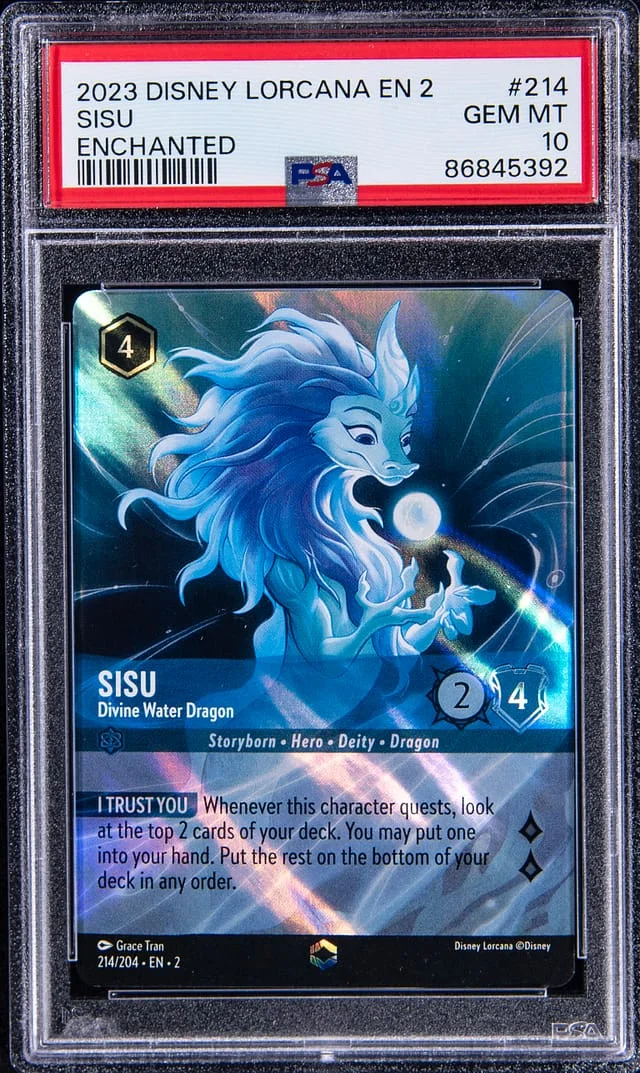 2023 Disney Lorcana EN 2 Rise of the Floodborn Enchanted Sisu, Divine Water Dragon #214 card image