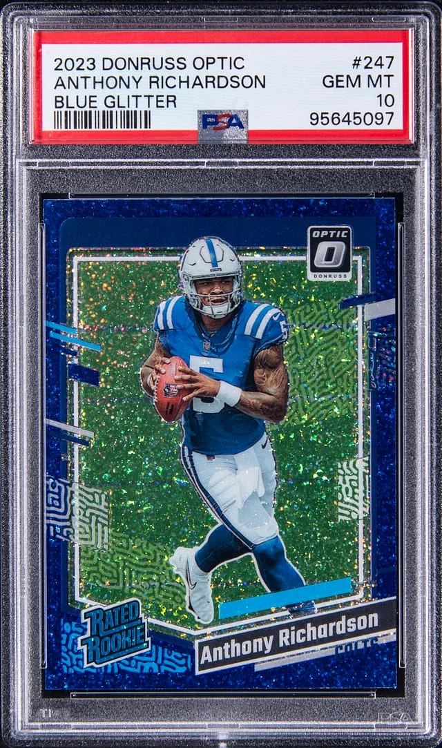 2023 Donruss Optic Anthony Richardson Blue Glitter #247 card image