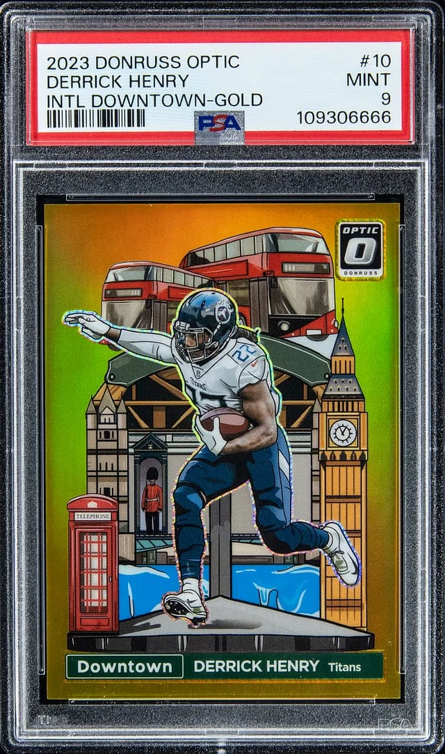 2023 Donruss Optic Derrick Henry International Donwtown-Gold #10 card image