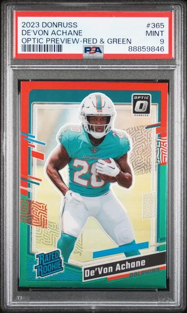 2023 Donruss Optic De'Von Achane Preview-Red & Green #365 card image