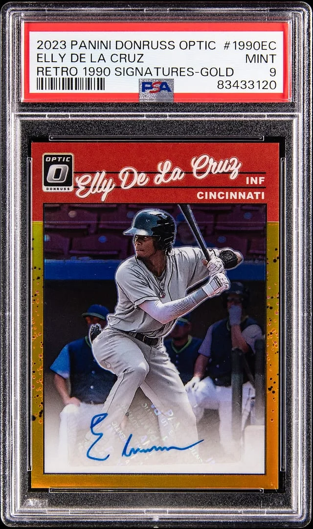 2023 Donruss Optic Elly De La Cruz Retro 1990 Signatures Gold #1990-EC card image