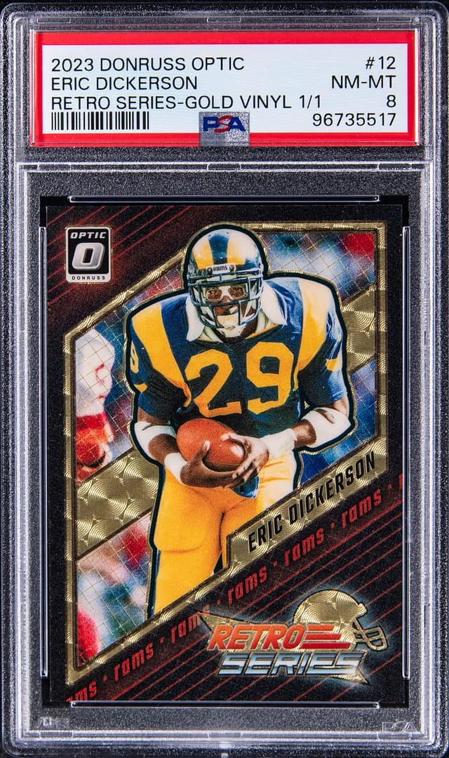 2023 Donruss Optic Eric Dickerson Retro Series Gold Vinyl #12 card image