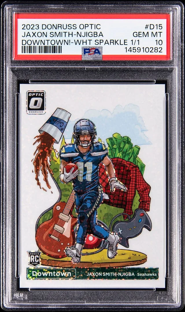 2023 Donruss Optic Jaxon Smith-Njigba Downtown! White Sparkle #D-15 card image