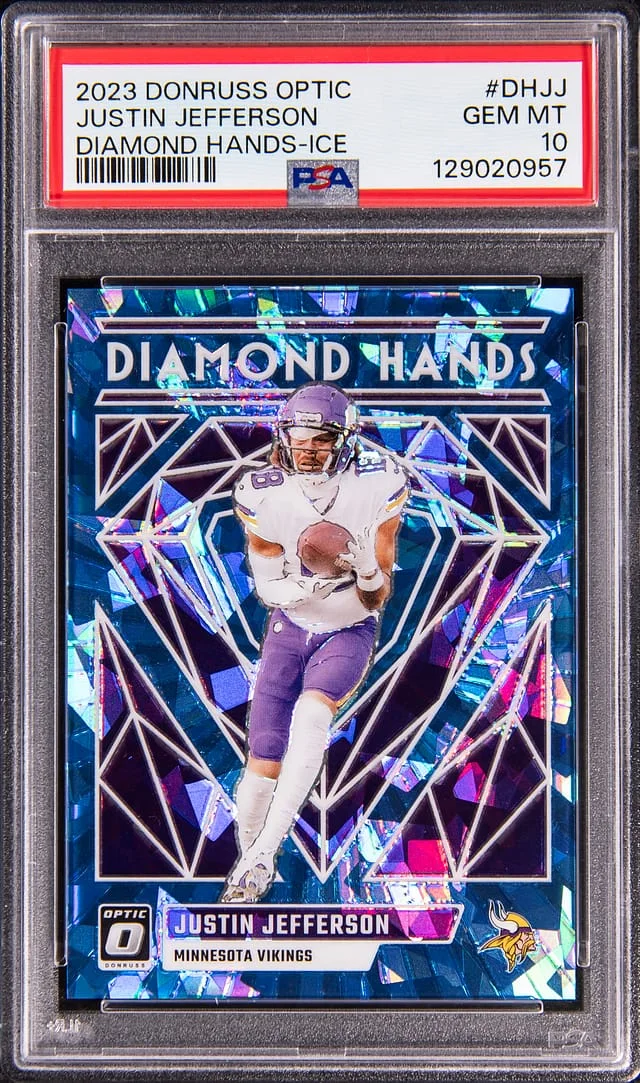 2023 Donruss Optic Justin Jefferson Diamond Hands Ice #DH-JJ card image