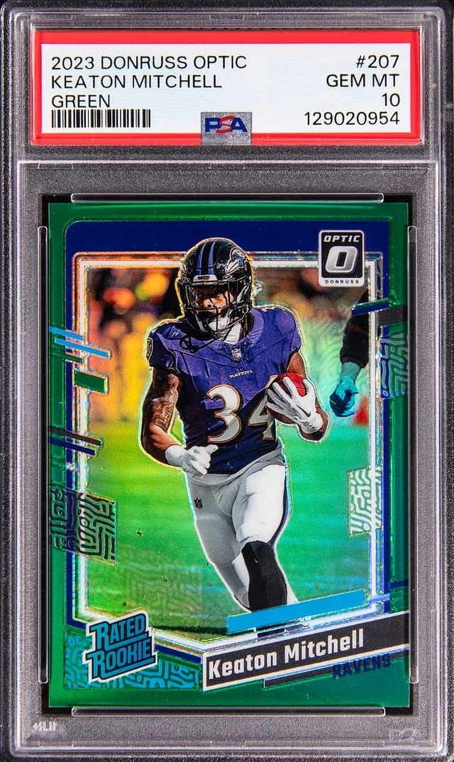 2023 Donruss Optic Keaton Mitchell Green #207 card image