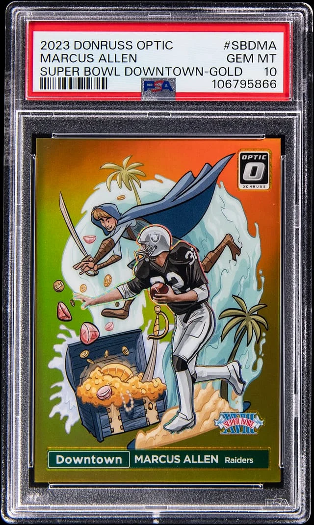 2023 Donruss Optic Marcus Allen Super Bowl Downtown Gold #SBD-MA card image