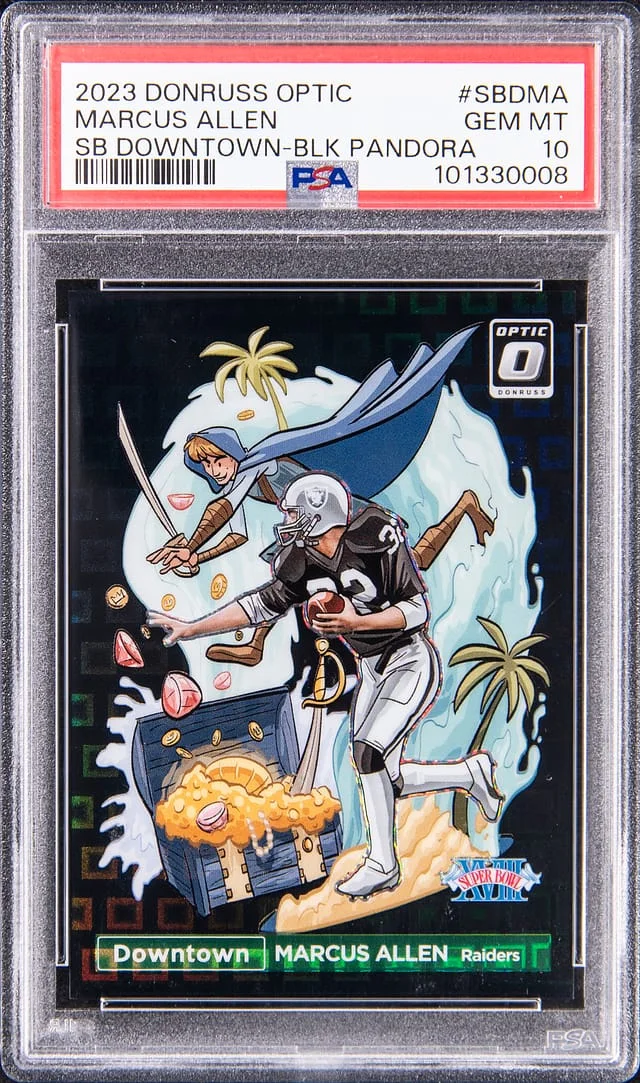 2023 Donruss Optic Marcus Allen Super Bowl Downtown Black Pandora #SBDMA card image