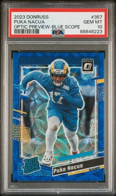 2023 Donruss Optic Puka Nacua Preview-Blue Scope Rated #357 card image