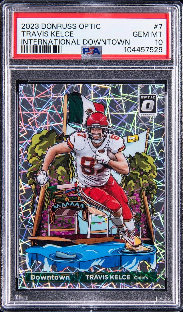 2023 Donruss Optic Travis Kelce International Downtown #7 card image
