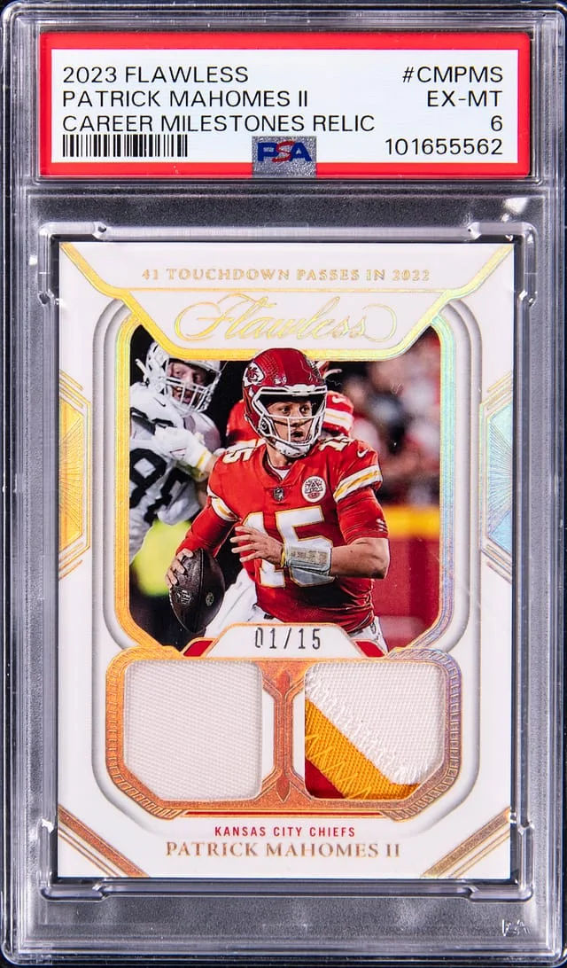 2023 Flawless Patrick Mahomes II Career Milestones Relic #CMPMS card image